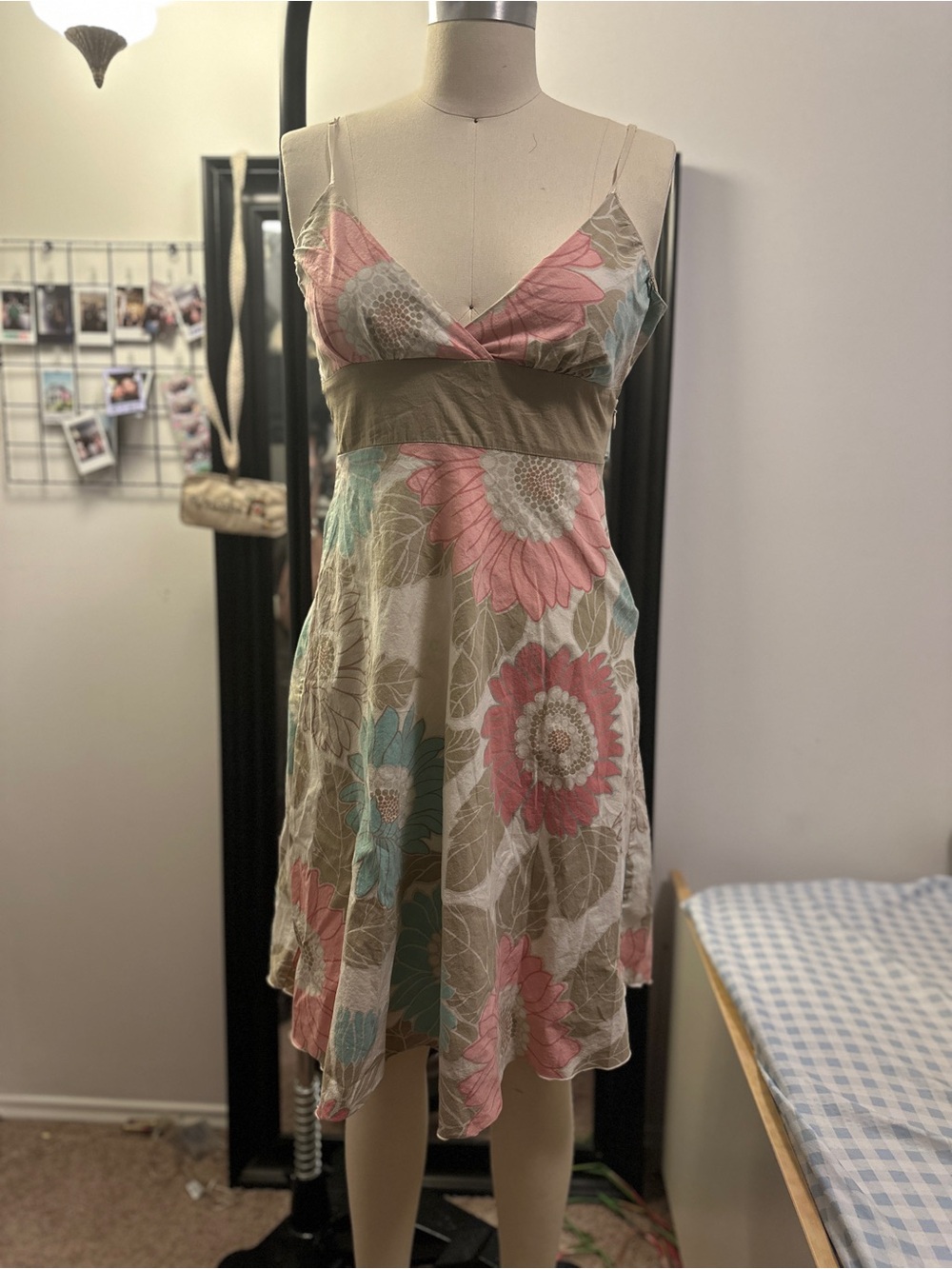 Floral Spaghetti Strap Sundress in Pink, Teal & Brown